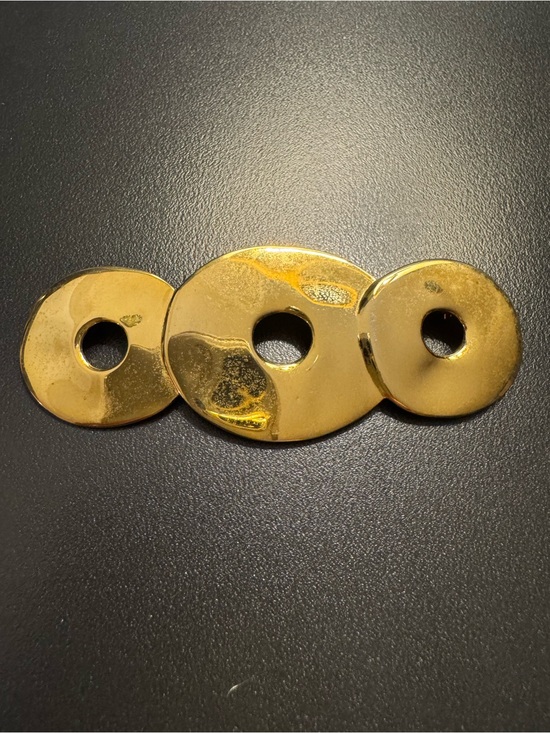 Vintage Jewelry - Vintage Gold Tone Modernist Geometric Disc Statement Brooch 3”